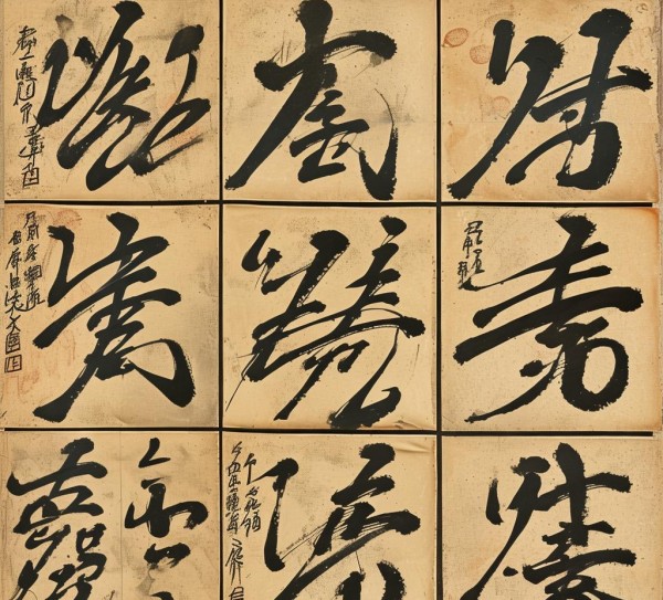 穿越时空的九宫格书法动态画卷,九宫格书法动态图片欣赏，穿越时空的墨韵之美,书法,书法艺术,第1张