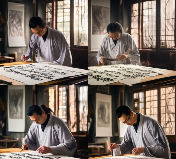 书法艺术巅峰探秘，现代四大书法名家风采解析,探寻书法艺术巅峰，揭秘现代四大书法名家,书法,书法艺术,第1张