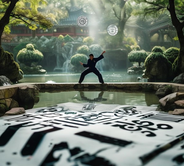 动态武术书法八卦的交融之美，文化盛宴中的探索之旅,探寻动态中国武术书法八卦的交融之美——背景视频中的文化盛宴,书法,书法艺术,传统艺术,第1张