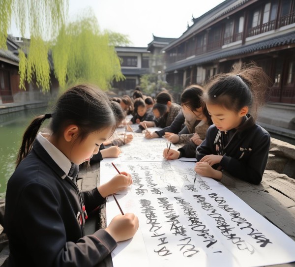 四年级学子校园书法之旅启程,墨香校园，四年级学子书法之旅,书法,书法艺术,龙蛇,第1张