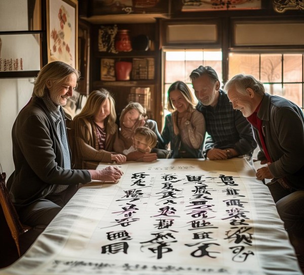 墨香流转，飘溢家族的温馨时光,墨香飘溢，一家人的温馨时光—记一幅书法作品背后的故事,书法,书法艺术,第1张