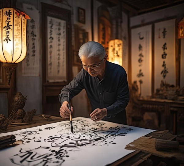 墨舞人生，欧明德书法艺术生活掠影,墨香盈室，笔舞人生—书法家欧阳明德的生活写真,书法,书法艺术,第1张