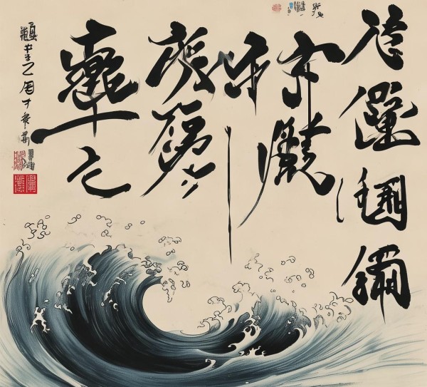 行书浪淘二字书法作品，笔锋灵动意境悠远,行书浪淘二字书法作品欣赏，笔锋舞动，意境深远,书法,书法艺术,第1张